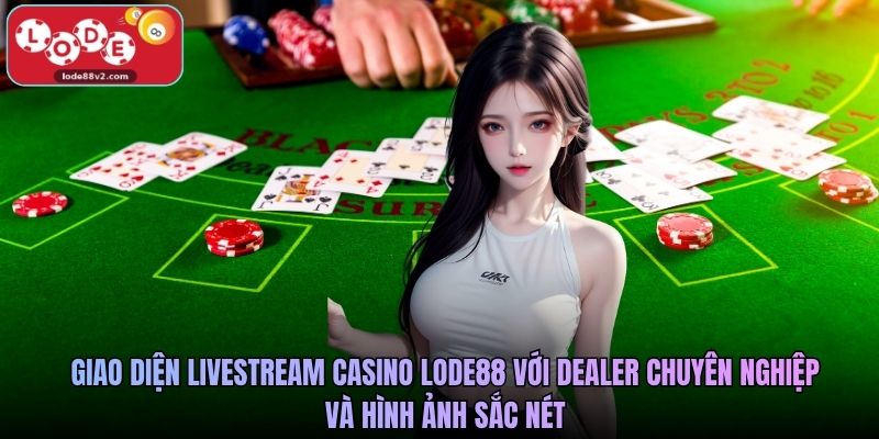 Giao diện livestream casino Lode88 với dealer chuyên nghiệp và hình ảnh sắc nét