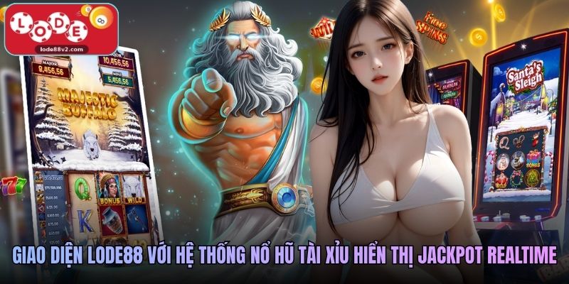 Giao diện Lode88 với hệ thống nổ hũ tài xỉu hiển thị Jackpot realtime