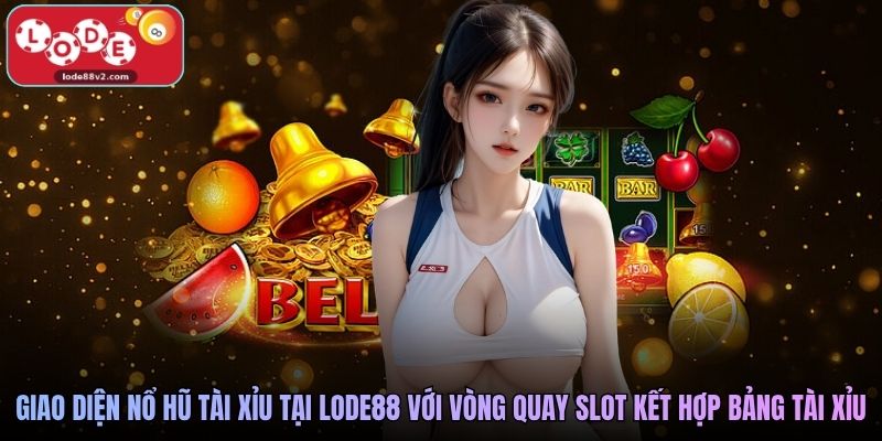 Giao diện nổ hũ tài xỉu tại Lode88 với vòng quay slot kết hợp bảng Tài Xỉu
